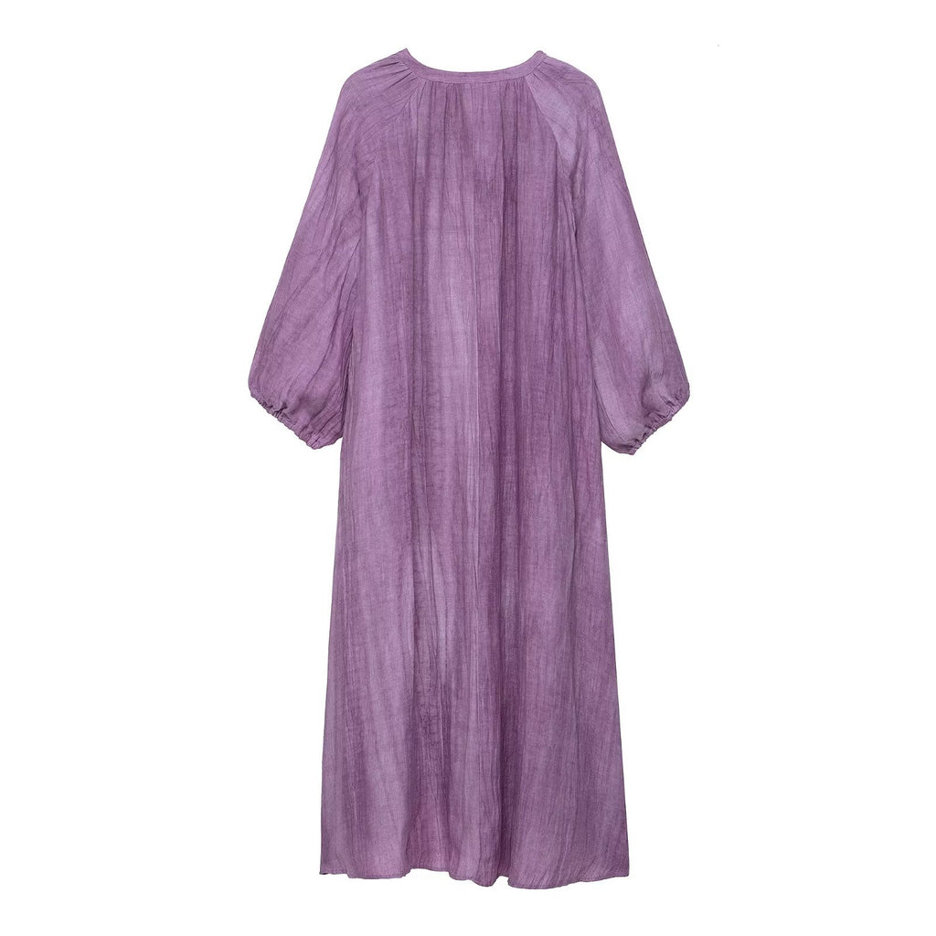 Women's Tie-Dye Linen Maxi Dress