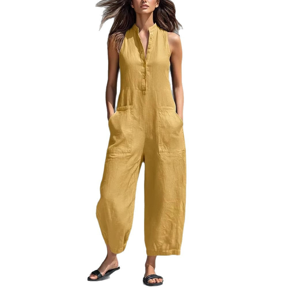 Becimi Women's Sleeveless Pocket Jumpsuit