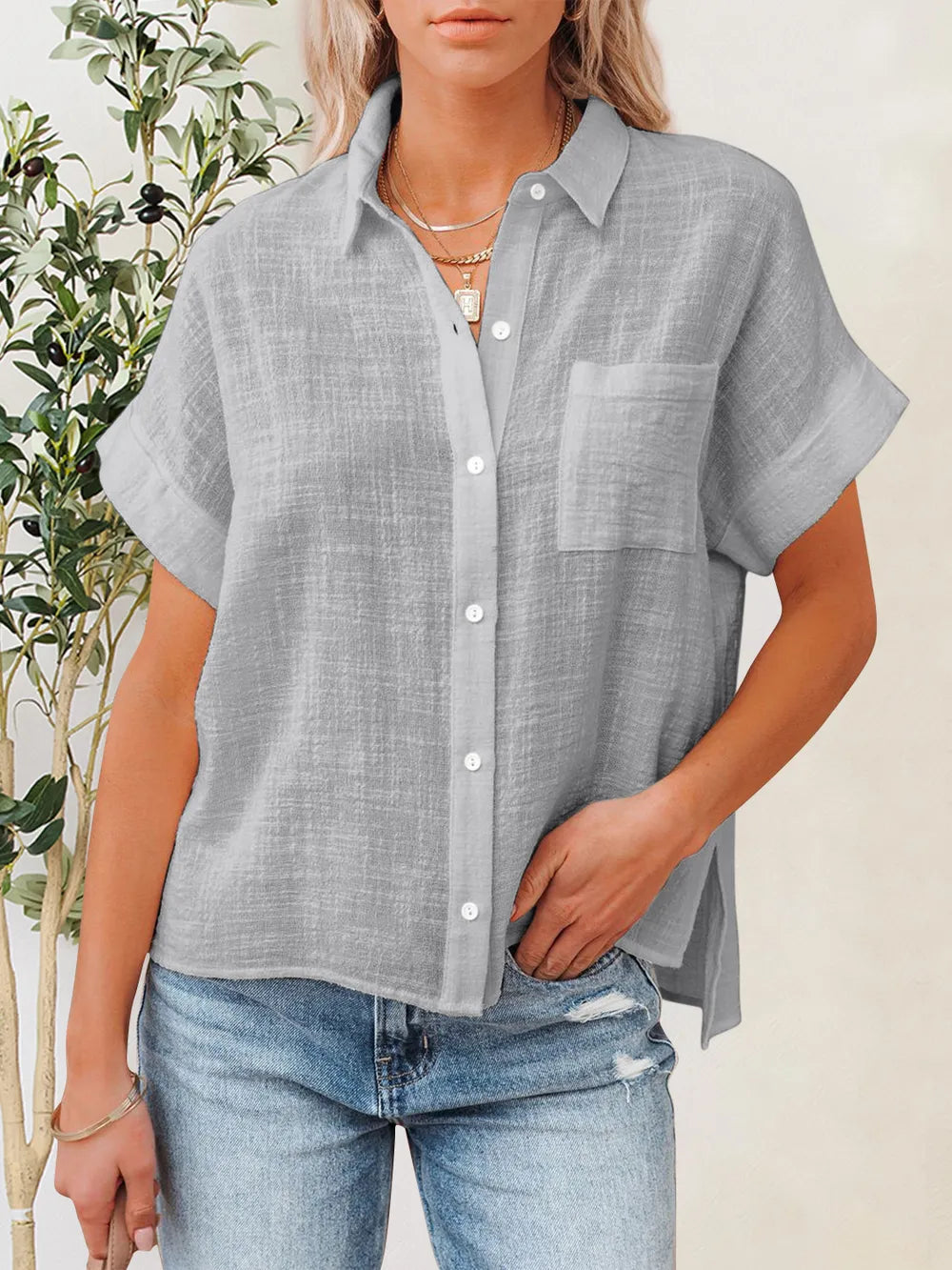 Women's Button-Up Short-Sleeve Shirt