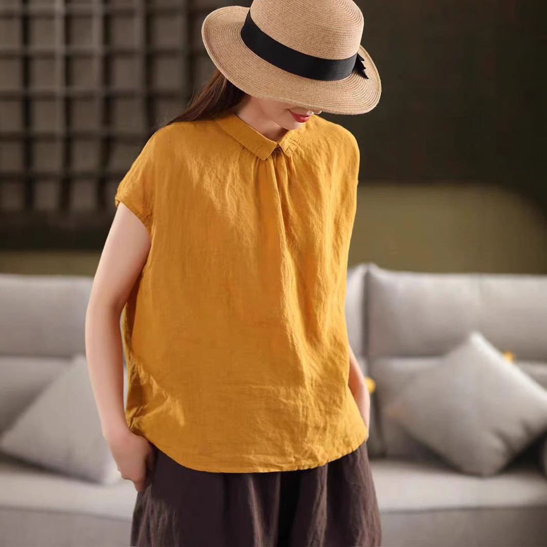 Women's Linen Back-Button Blouse