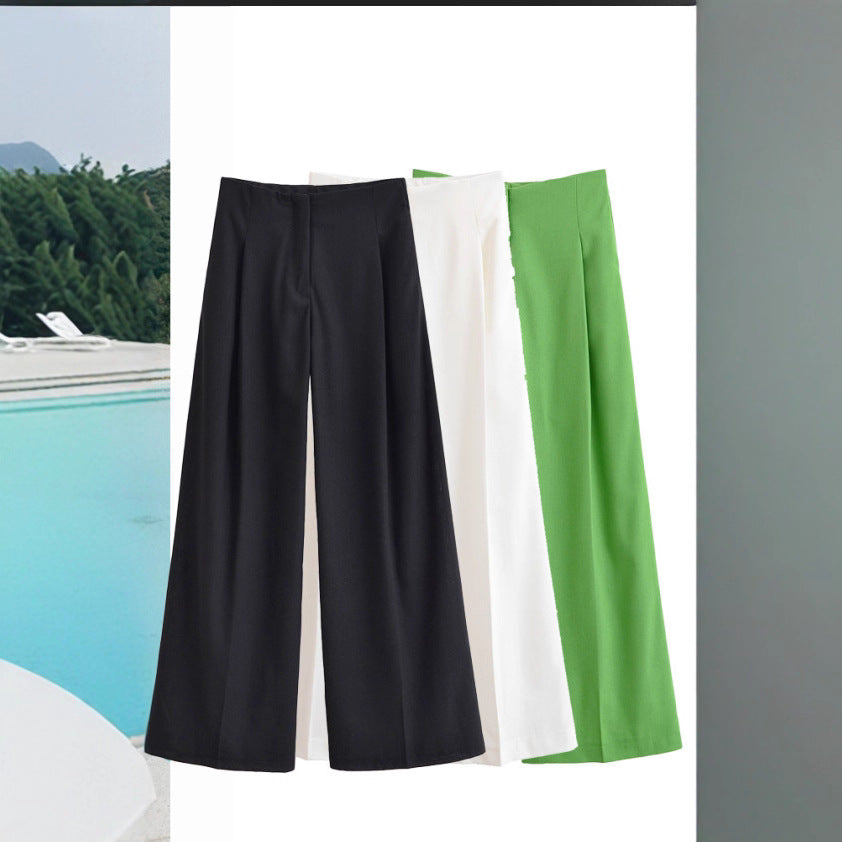 Women's Pleated Linen Blend Trousers
