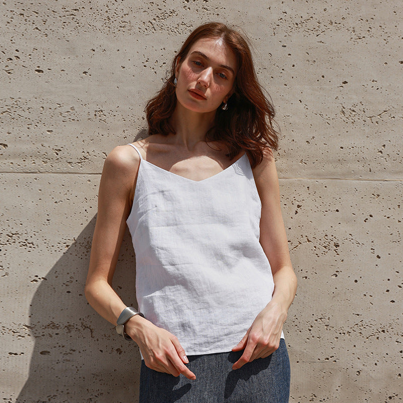 Women's Linen V-Neck Camisole Top