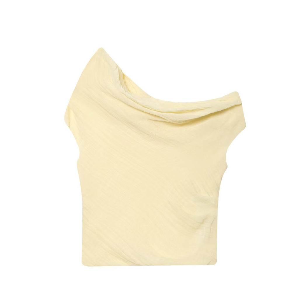 Women's Pleated Drop-Shoulder Linen Top