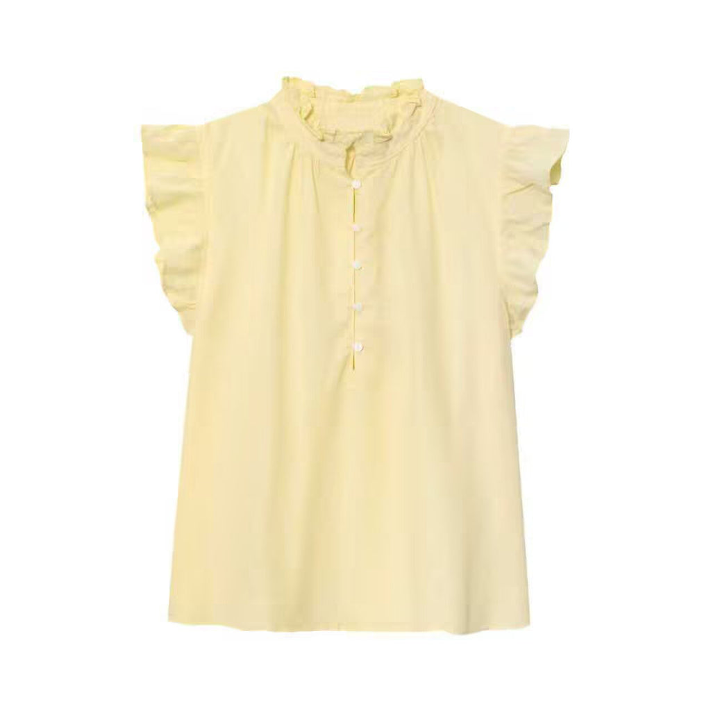 Women's Ruffle-Trim Linen Blend Top