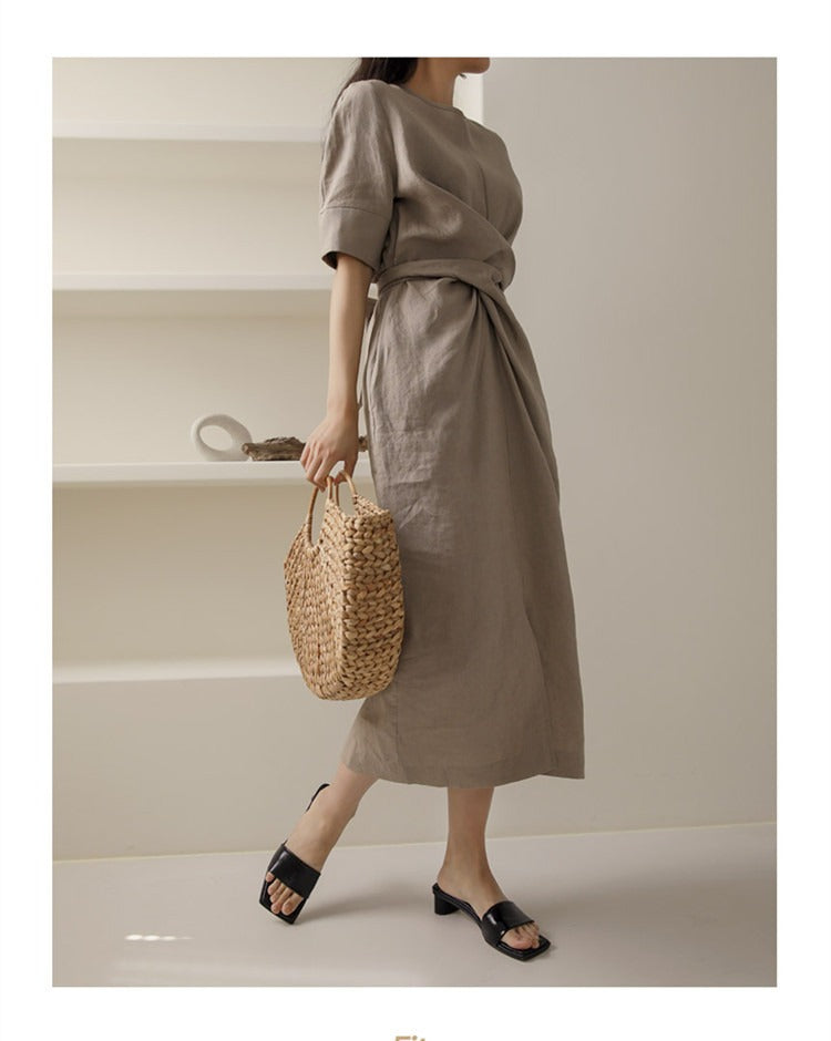 Women's Asymmetric Linen Wrap Skirt