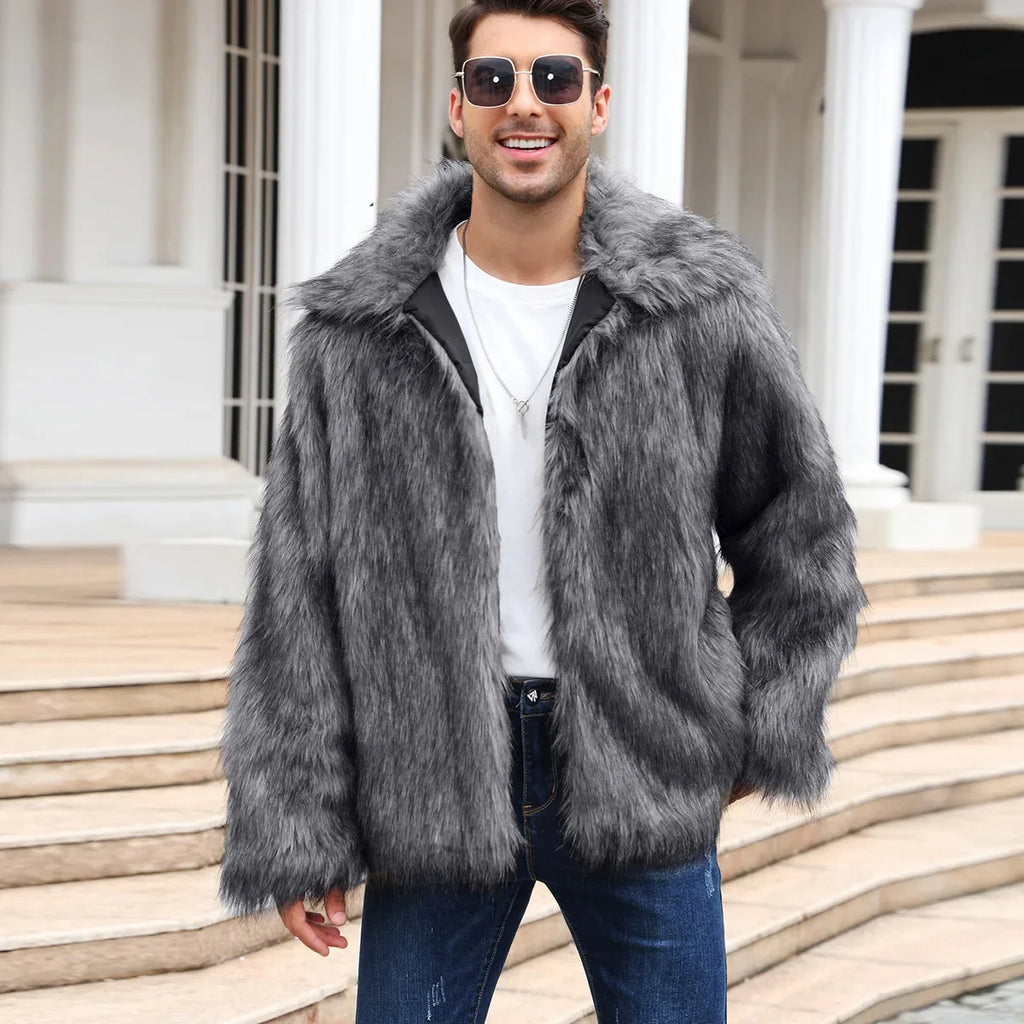 Becimi Women's Long Sleeve Faux Fur Coat