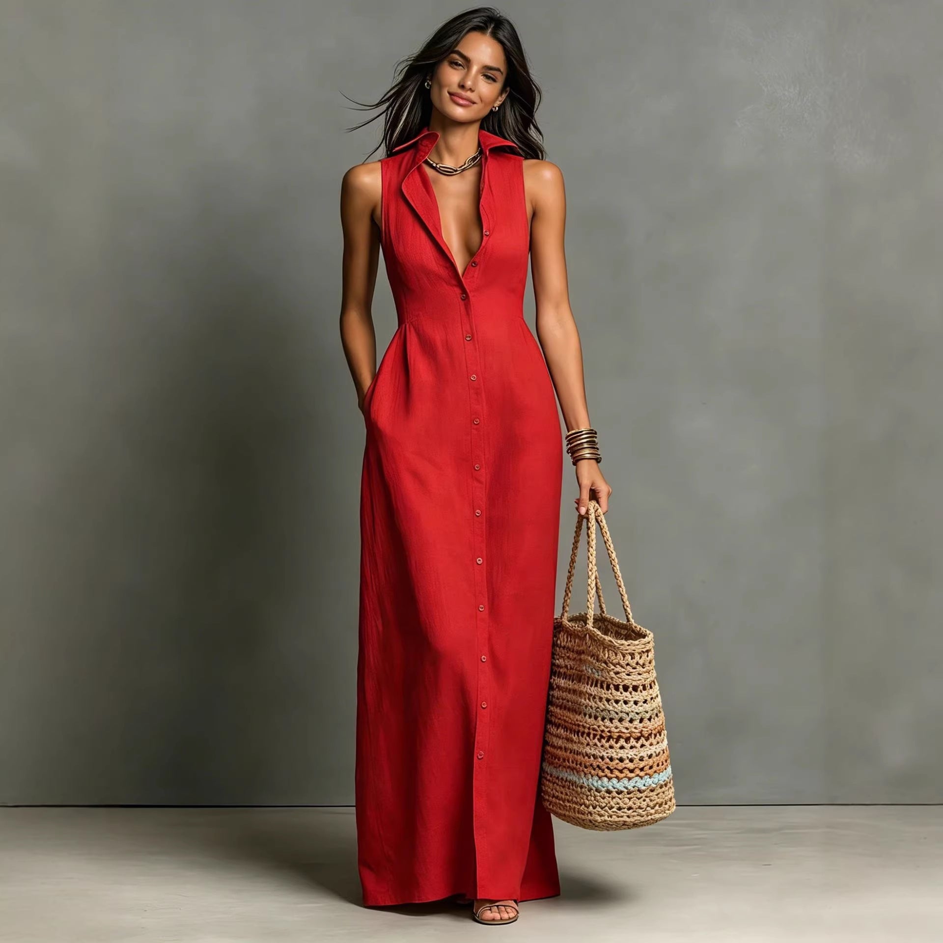 Becimi Women's Sleeveless Pocket Dress