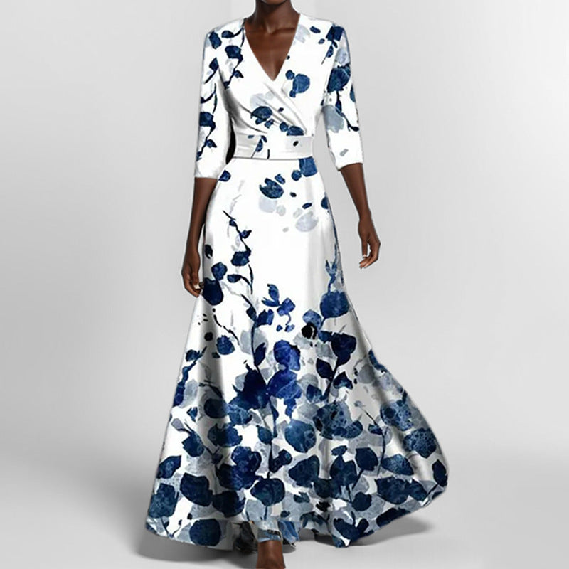 Becimi Women's V-Neck Floral Printed Dress