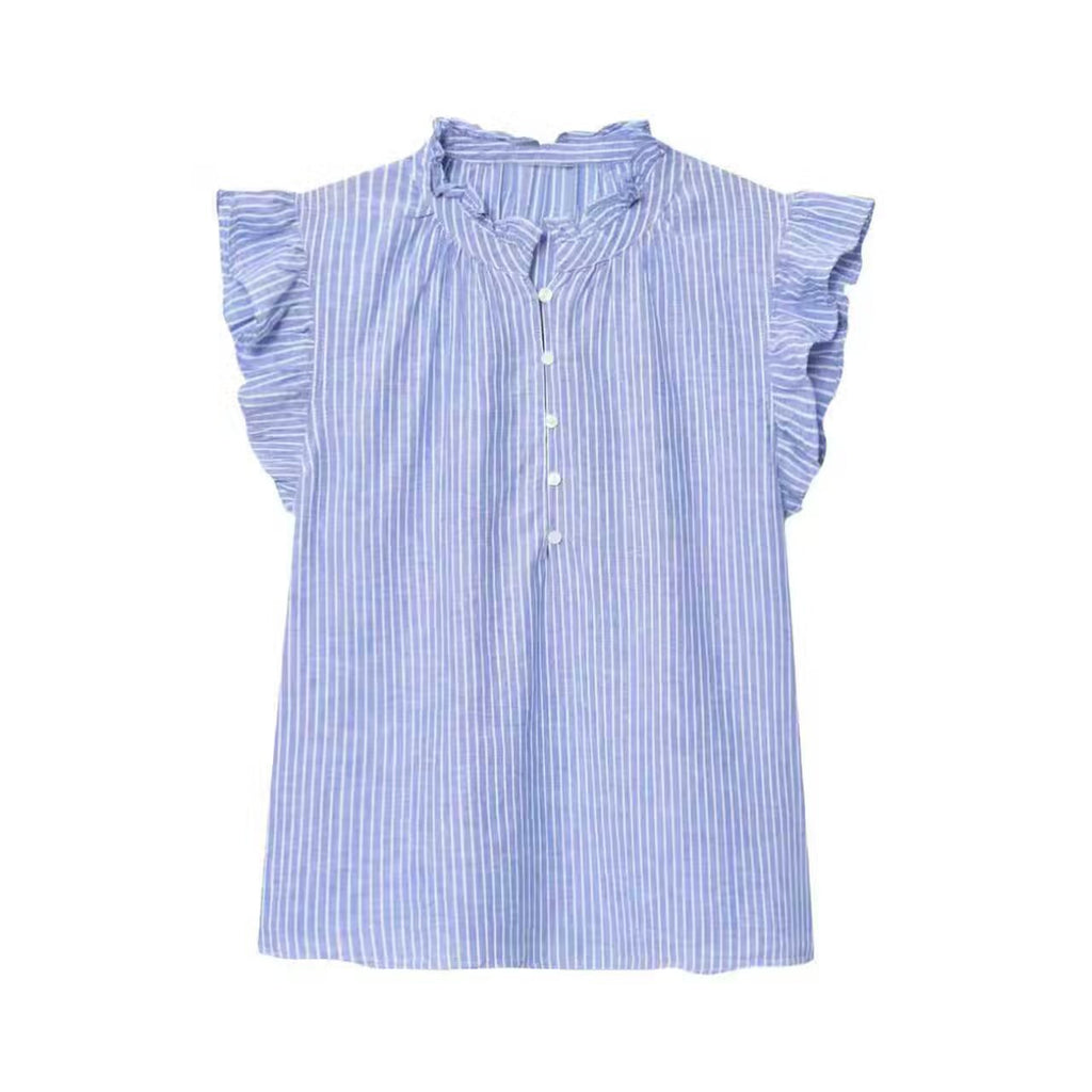 Women's Ruffle-Trim Linen Blend Top