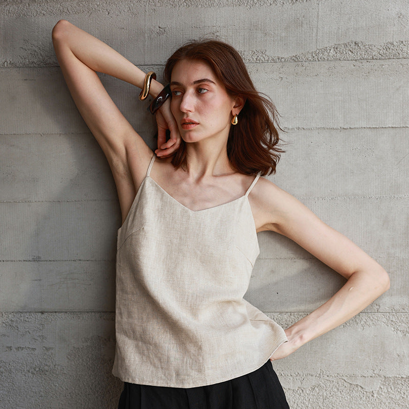 Women's Linen V-Neck Camisole Top