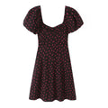 Women's Dotted Bubble-Sleeve Linen Dress
