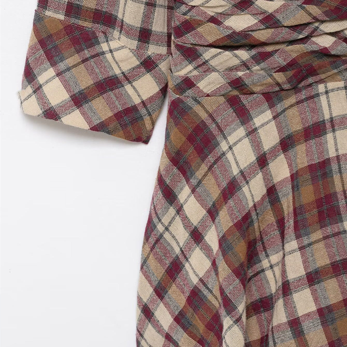 Women's Retro Plaid Cotton-Linen Mini Dress