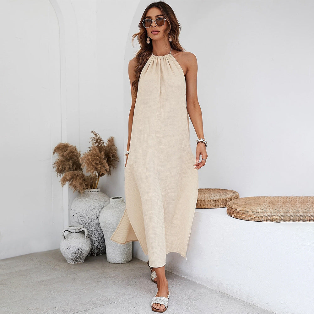 Women's Backless Halter Vacation Dress