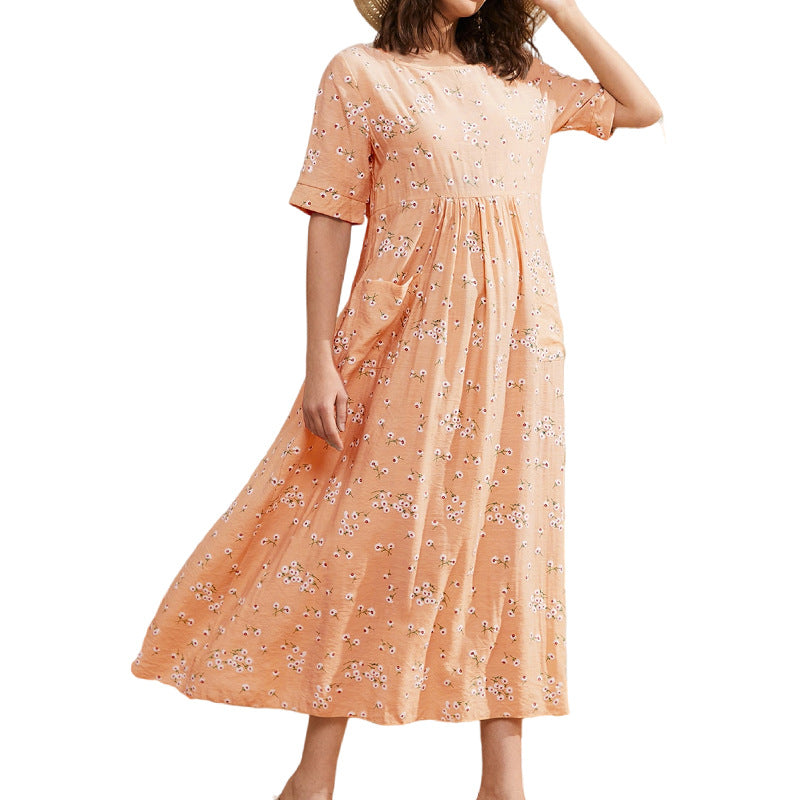 Women's Print Pocket Loose Maxi Dress