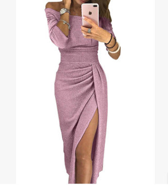 Becimi Women's Slit One-Shoulder Wrap Dress