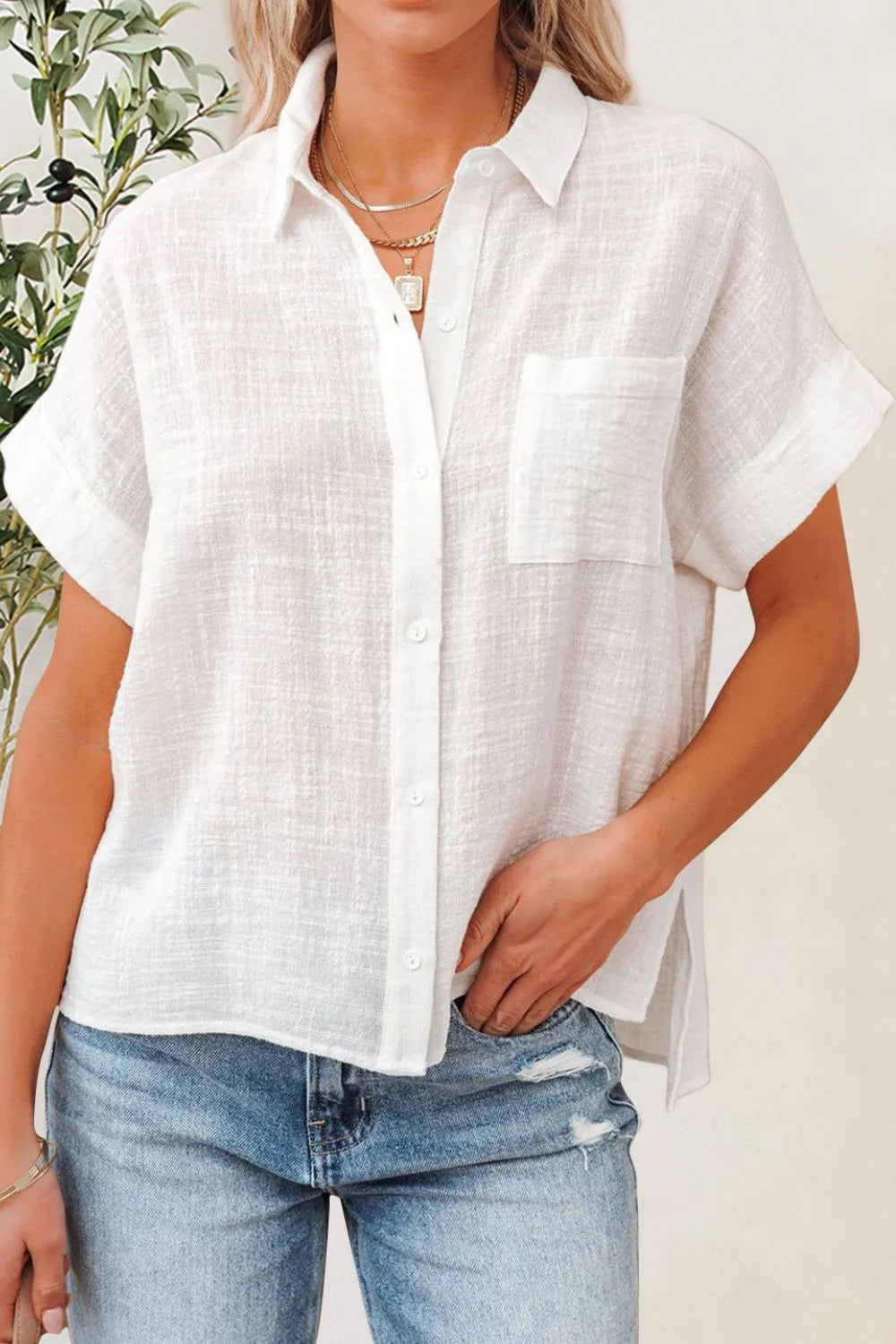 Women's Button-Up Short-Sleeve Shirt
