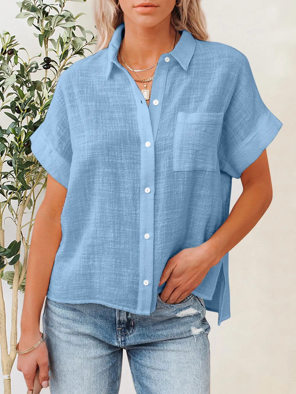 Women's Button-Up Short-Sleeve Shirt