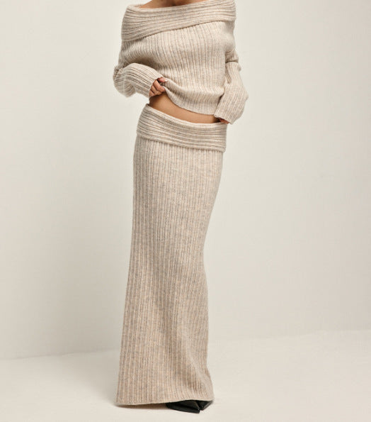 Women's Knit Long Sleeve Backless Two-Piece Set