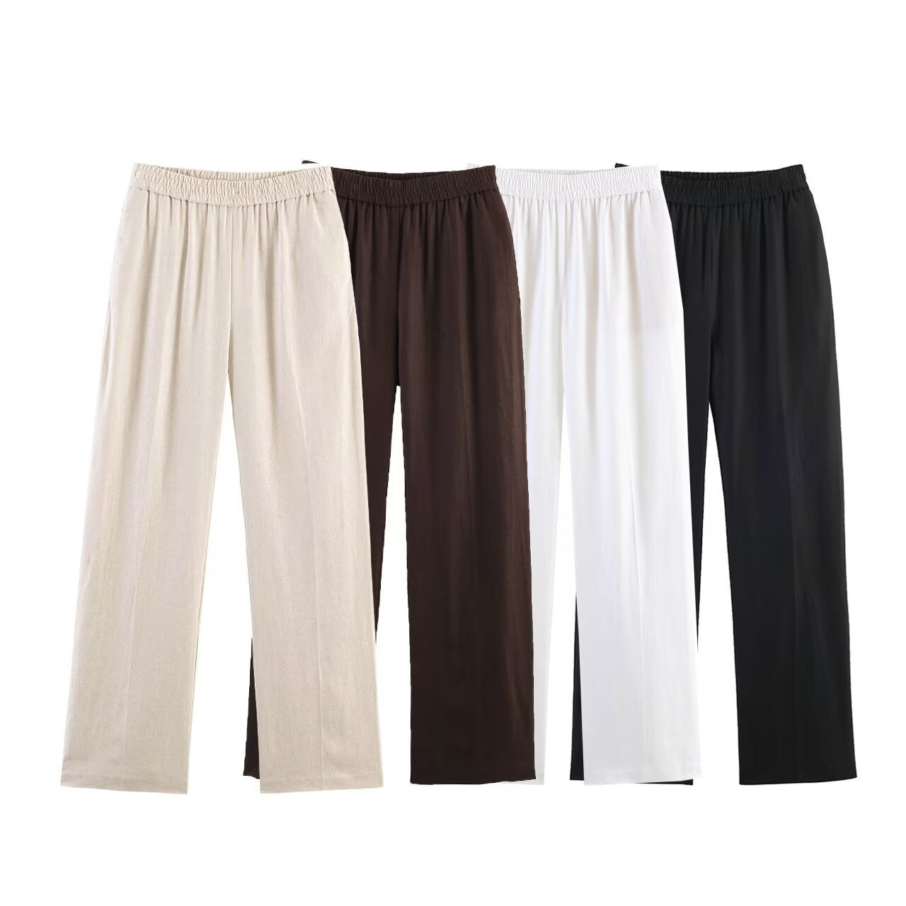 Women's Straight-Leg Linen Blend Trousers