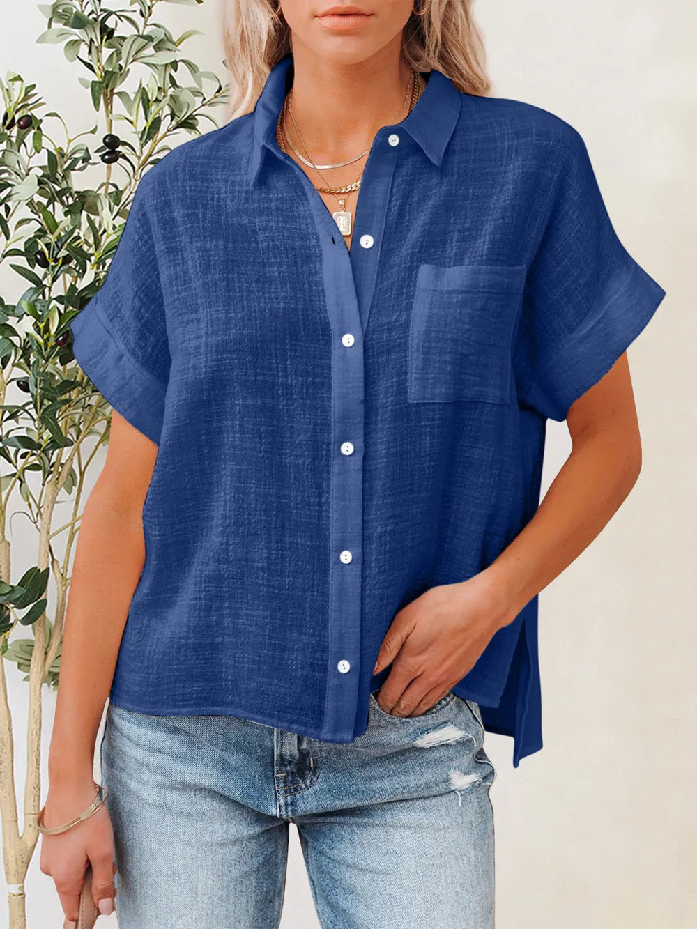 Women's Button-Up Short-Sleeve Shirt