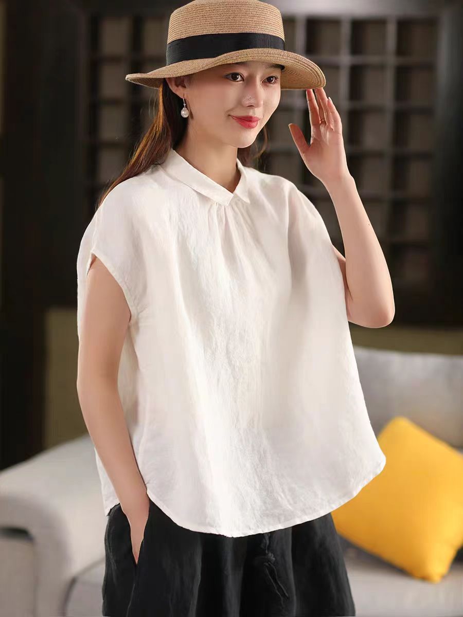 Women's Linen Back-Button Blouse