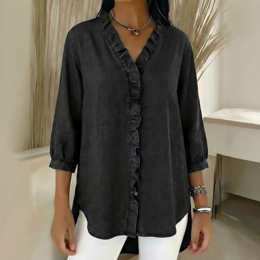 Becimi Women's Ruffle V-Neck Top