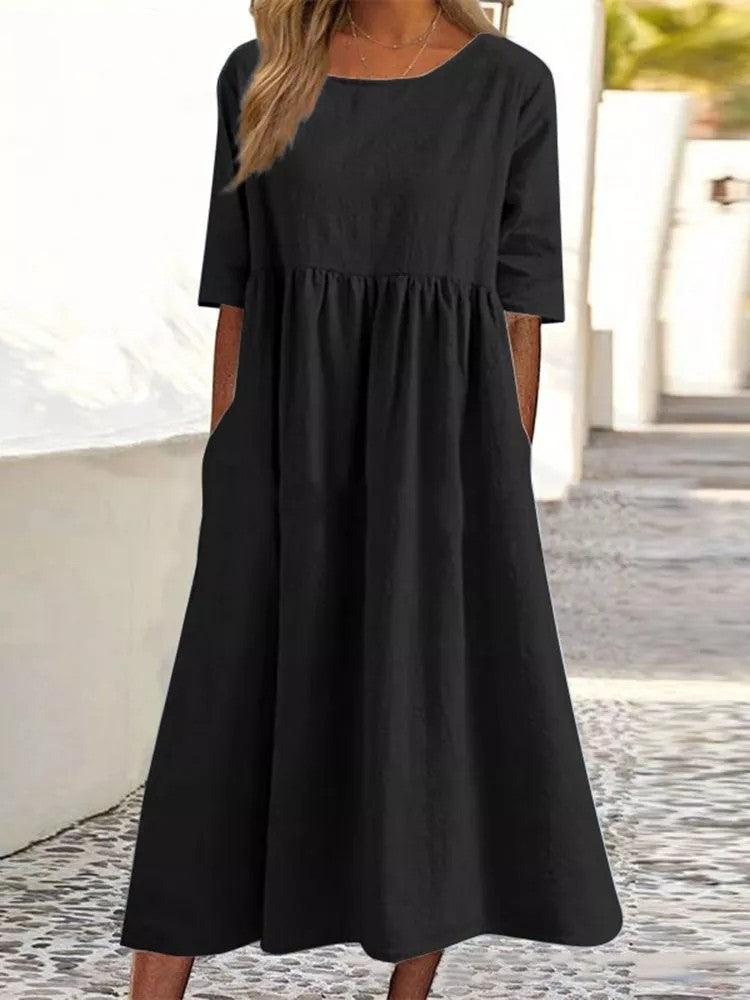 Becimi Women's Pleated Pocket Dress