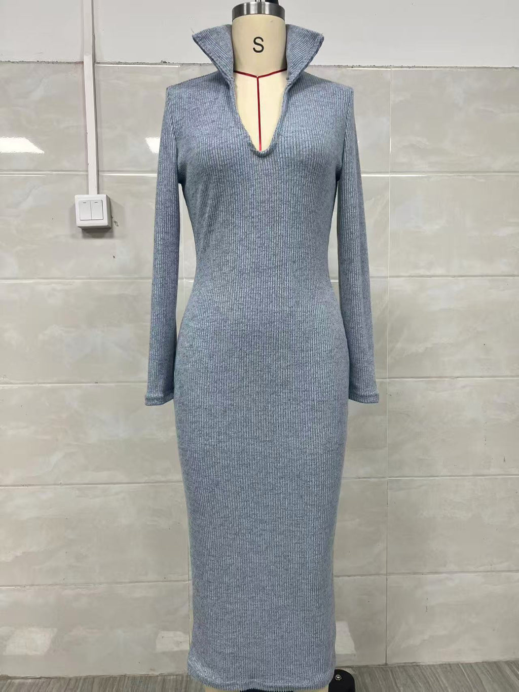 Becimi Women's Belted Long Sleeve Midi Dress