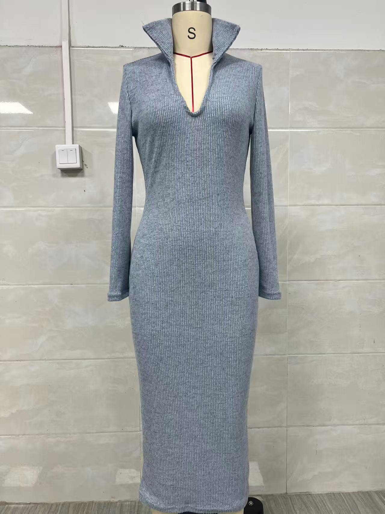Becimi Women's Belted Long Sleeve Midi Dress