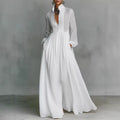Women's Pleated Long Sleeve Maxi Dress