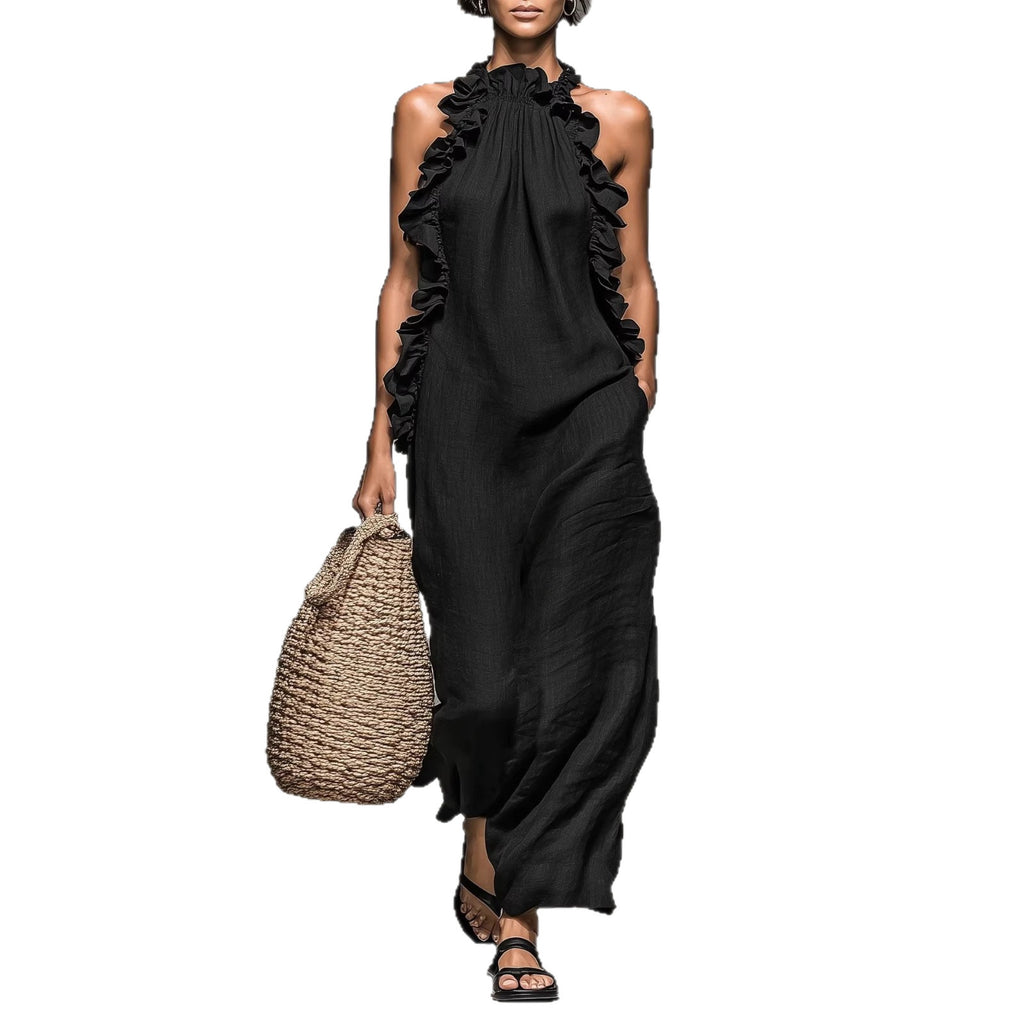 Becimi Women's Ruffle Sleeveless Maxi Dress