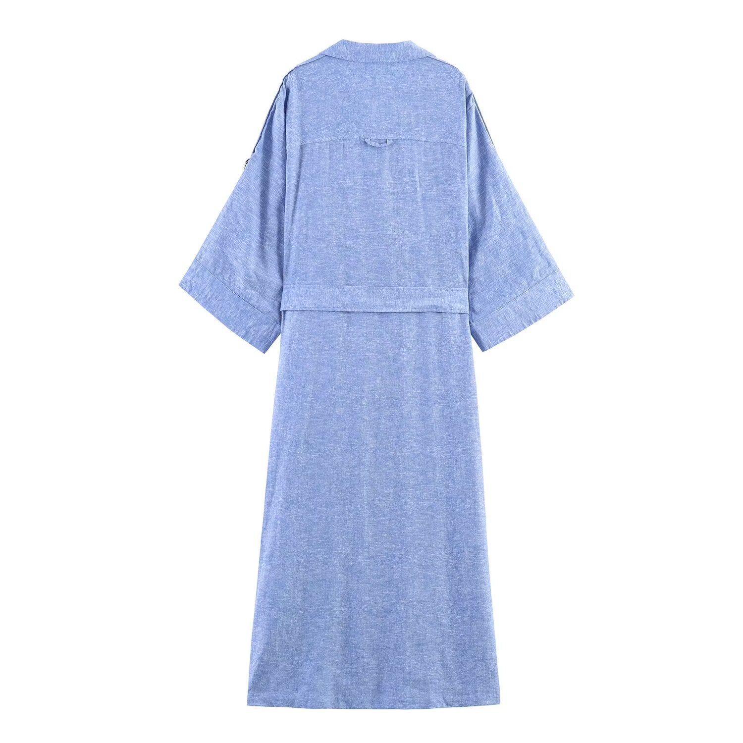 Women's Chic Belted Linen Midi Dress
