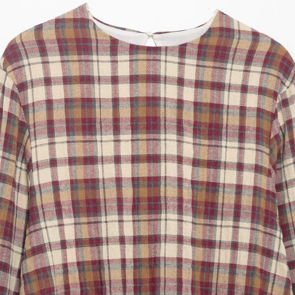 Women's Retro Plaid Cotton-Linen Mini Dress