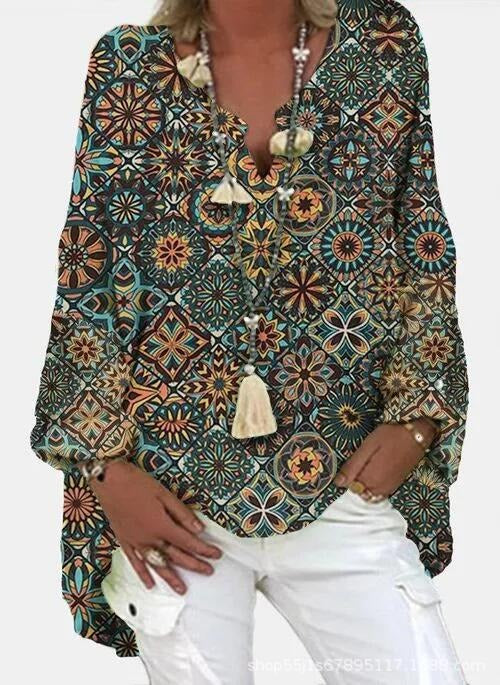 Women's V-Neck Printed Top