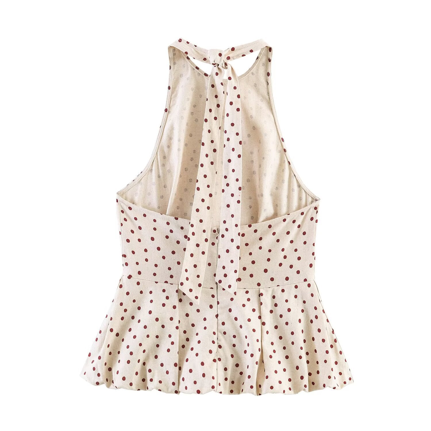 Women's Polka-Dot Balloon Linen Blend Top