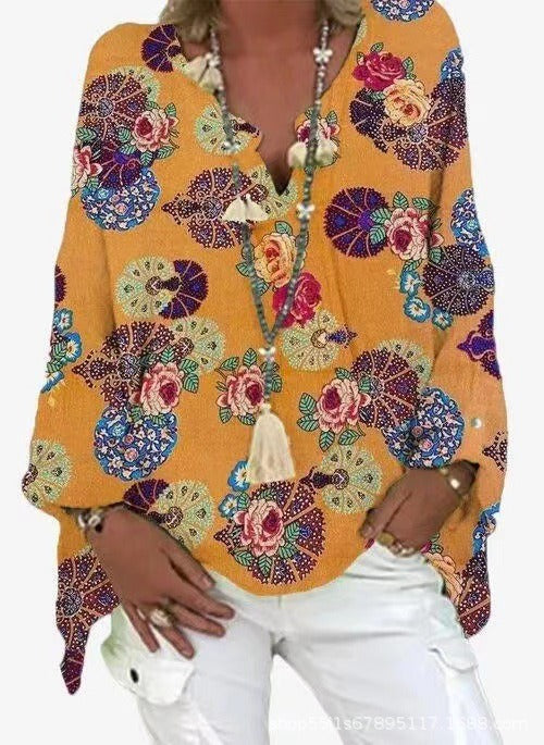 Women's V-Neck Printed Top