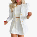 Spring and Autumn women's clothing new fashion suit temperament checkered floral casual short skirt suit two-piece set