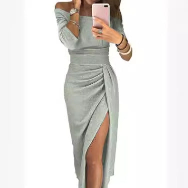 Becimi Women's Slit One-Shoulder Wrap Dress