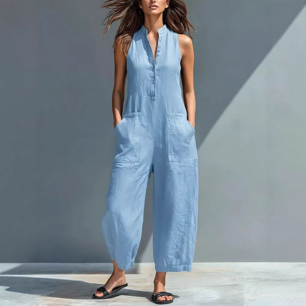 Becimi Women's Sleeveless Pocket Jumpsuit
