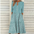 Women's Floral Print Dress Two-Piece Set