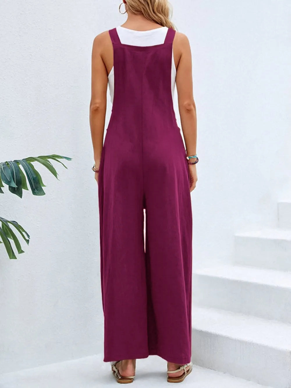 Women's Square-Neck Wide-Strap Overalls
