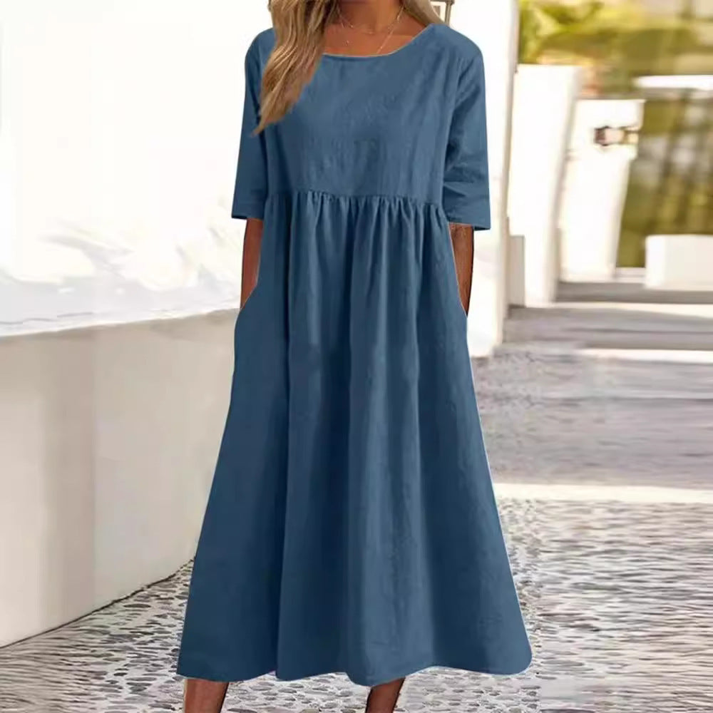 Becimi Women's Pleated Pocket Dress