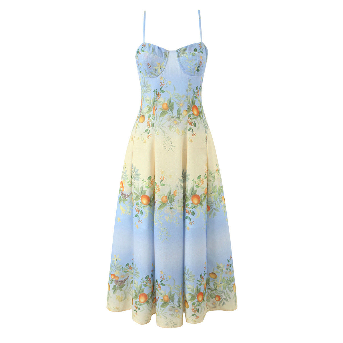 Women's Bohemian Print Linen Maxi Dress