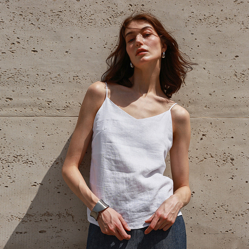 Women's Linen V-Neck Camisole Top