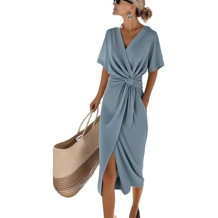 Becimi Women's Slit V-Neck Wrap Dress