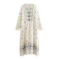 Women's Floral Print Linen Blend Dress