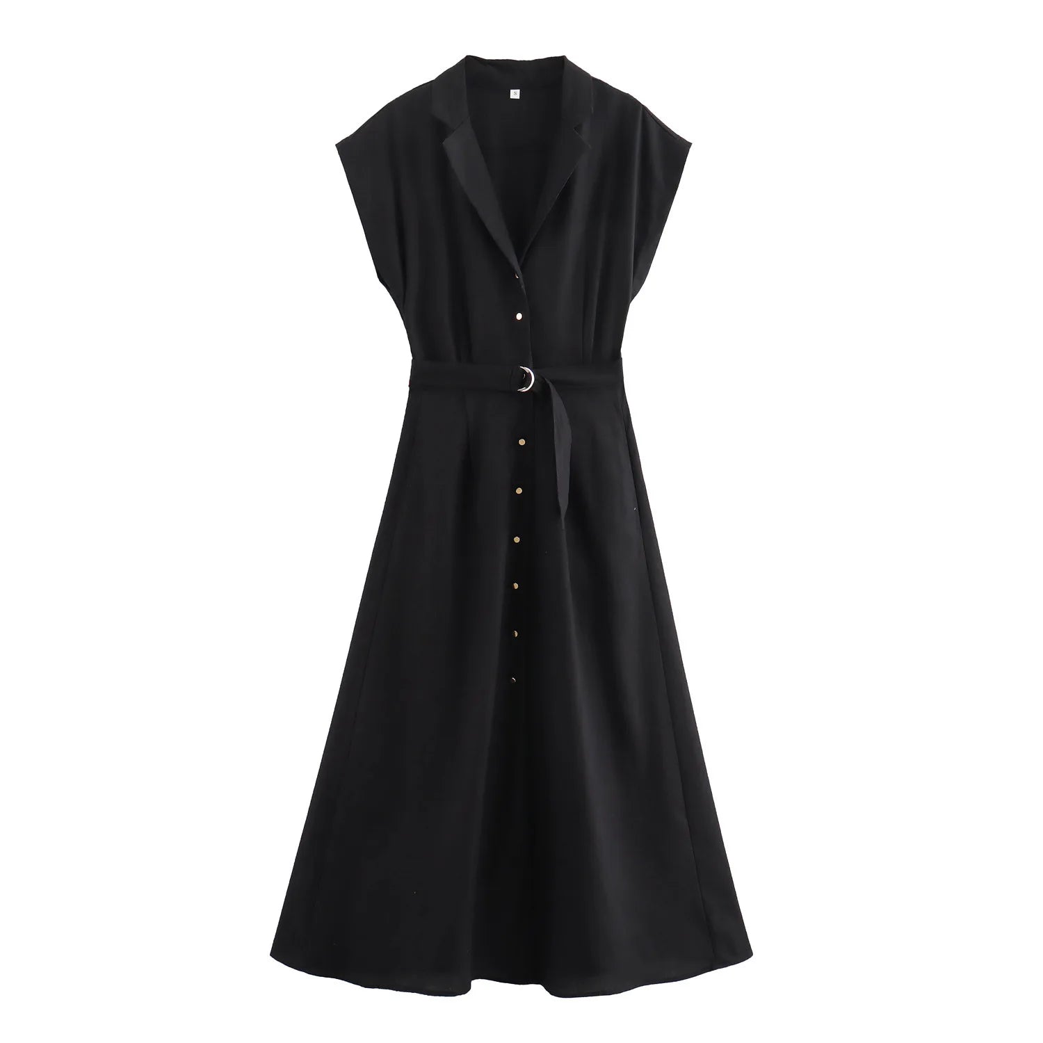 Women's Linen Blend Midi Shirt Dress