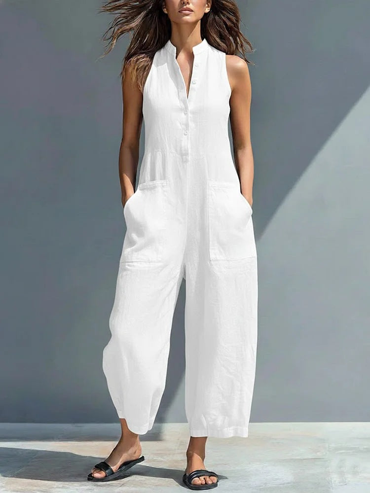Women's Sleeveless Pocket Jumpsuit