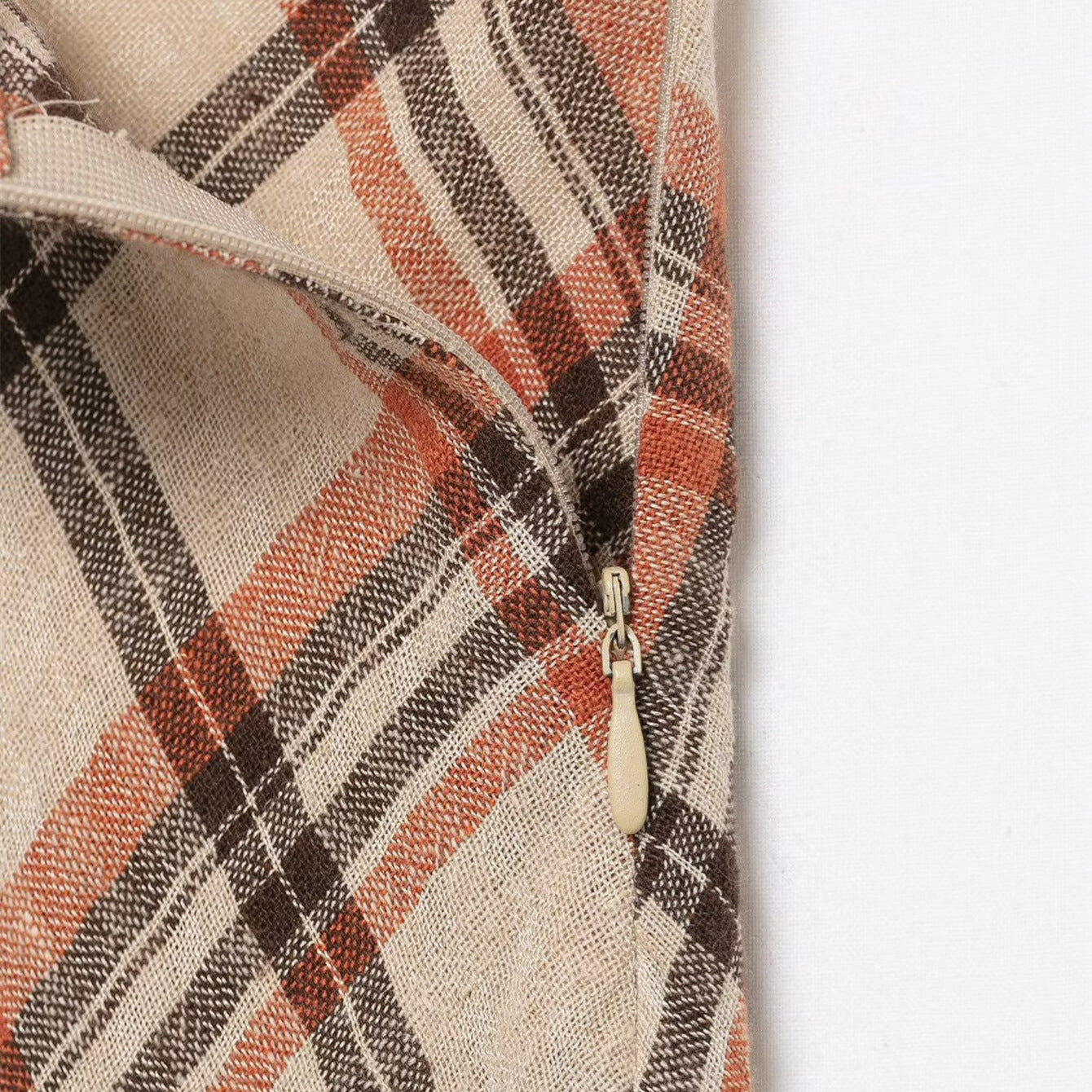 Women's Checked Cotton-Linen Fluted Skirt