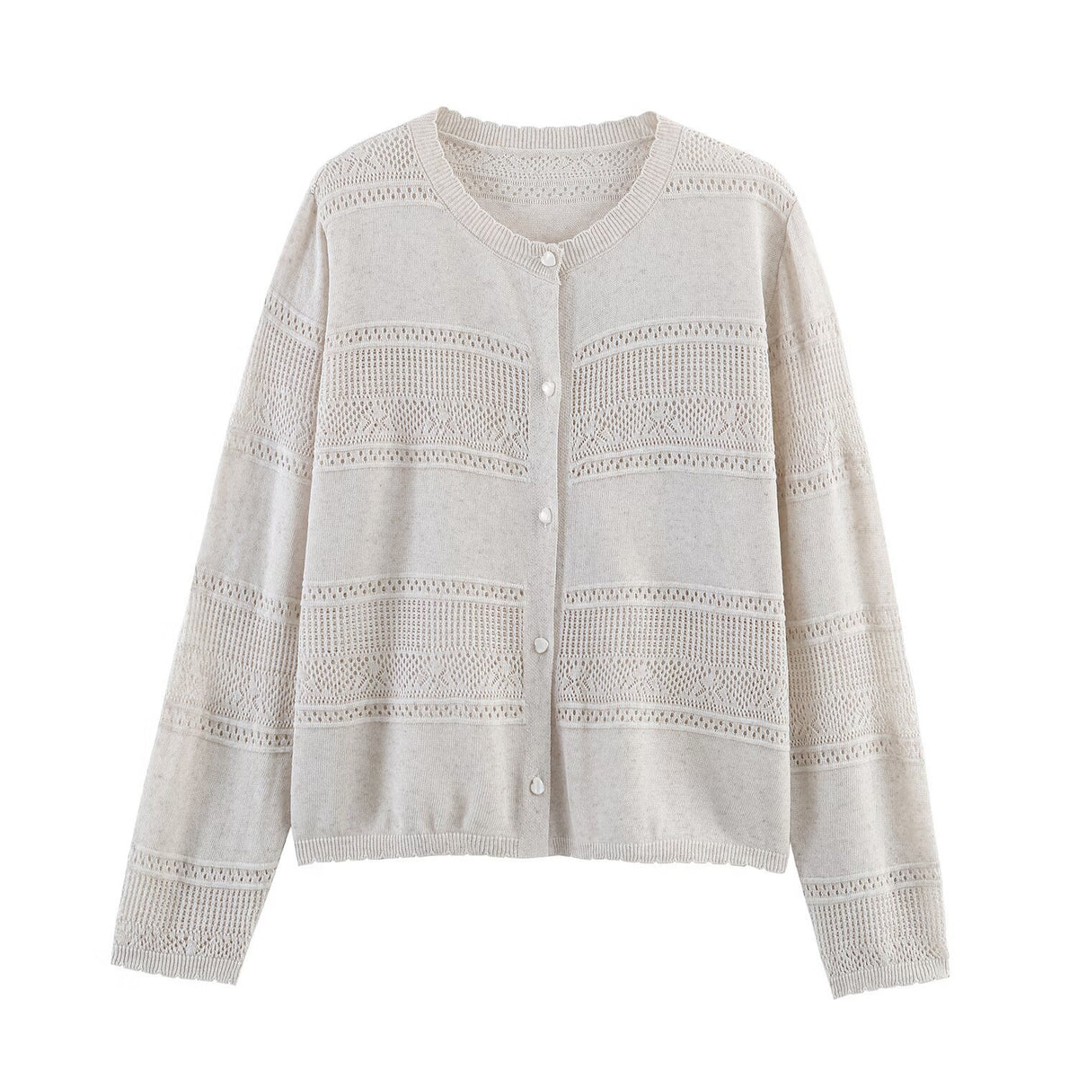 Women's Open-Knit Mesh Linen Blend Cardigan